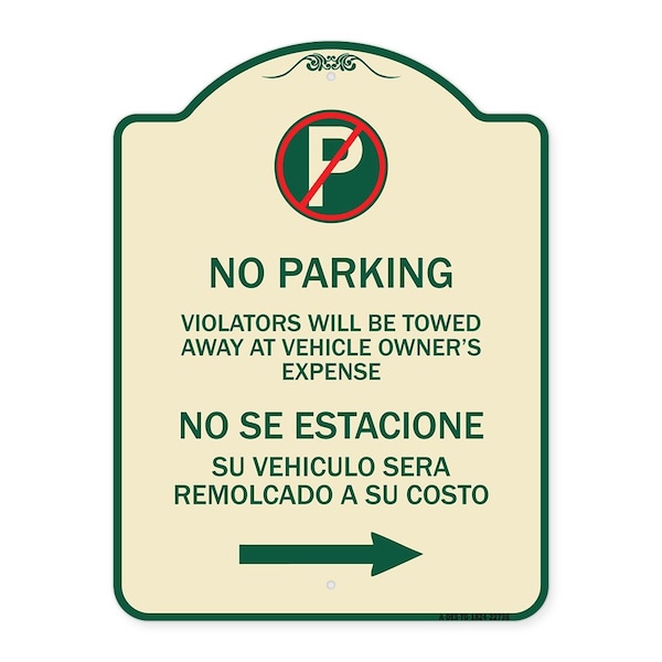 Violators Will Be Towed Away at Vehicle Owners Expense No Se Estacione Su Vehiculo, TG-1824-22736